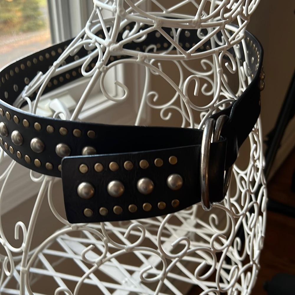 Black leather studded belt